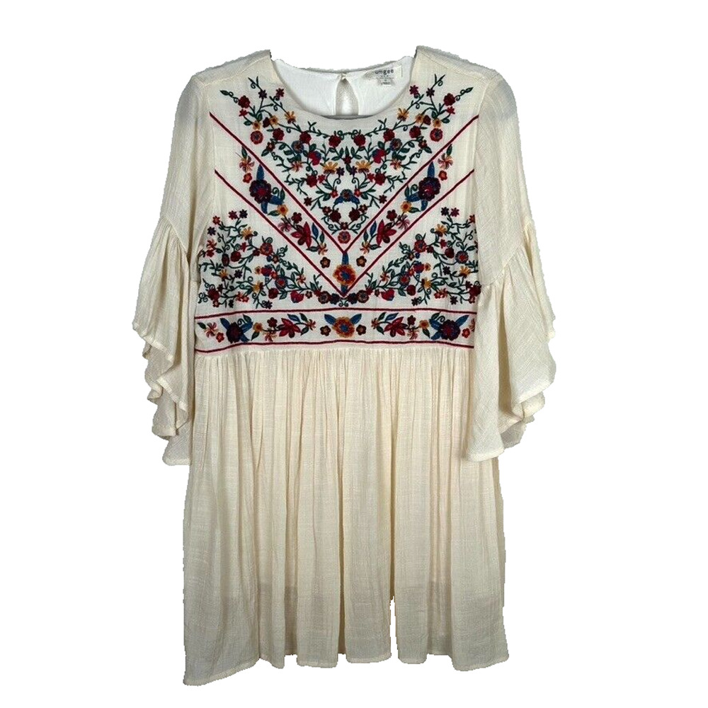 Umgee Womens Sz S mini dress/tunic LWT embroidered Bohemian Cottagecore flowy